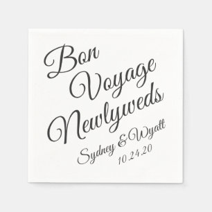 Bon Voyage Zwart-wit Gepersonaliseerde Party Serve Servet