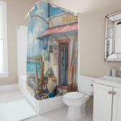 Bonaire fish shack douchegordijn (In situ)