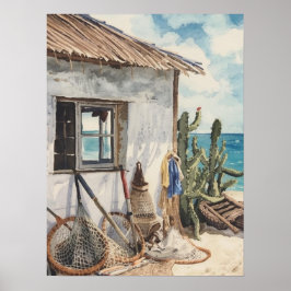 Bonaire fish shack poster