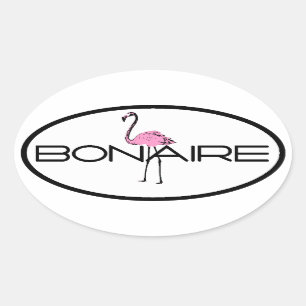 Bonaire Flamingo Ovale Sticker