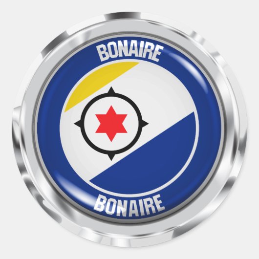 Bonaire Round Emblem Ronde Sticker (Voorkant)