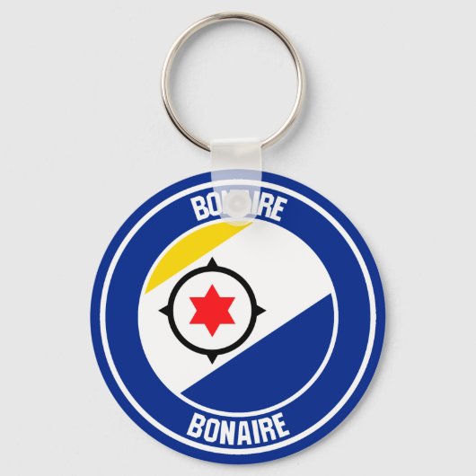 Bonaire Round Emblem Sleutelhanger (Voorkant)