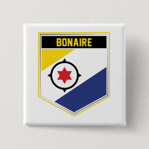 Bonaire vlaggenschip vierkante button 5,1 cm