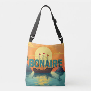 Bonaire zeilschip zonsondergang crossbody tas