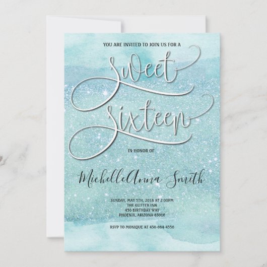 Bonbon 16 invitation de turquoise de seize (Devant)