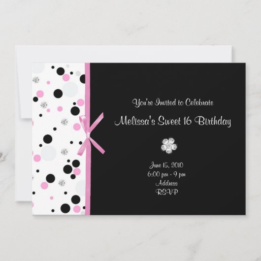 Bonbon à diamant et à points 16 invitations (Devant)