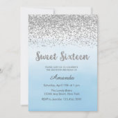 Bonbon doucement bleu et argenté invitation de 16 (Devant)