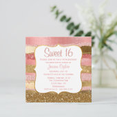 Bonbon étincelant à rose et à or invitation de 16 (Debout devant)