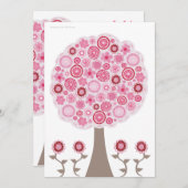 Bonbon invitation rose d'arbre de fleur de 16 (Devant / Derrière)