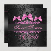 Bonbon invitation rose et noire de 16 d'arc (Devant / Derrière)