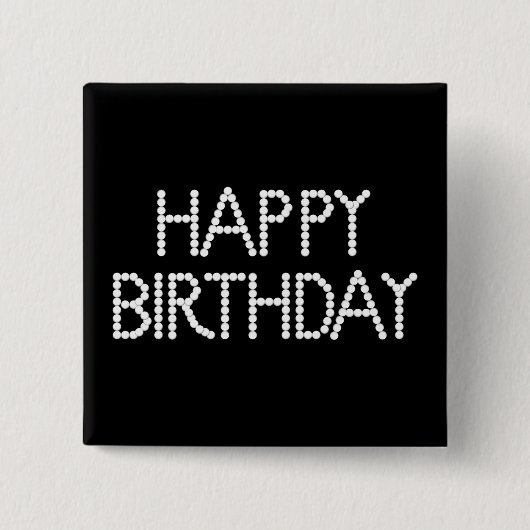 BonBon Party Happy Birthday Black & White Button (Voorkant)