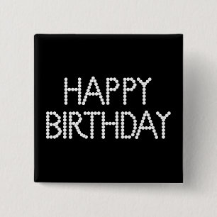 BonBon Party Happy Birthday Black & White Button