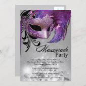 bonbon pourpre à la mascarade 5x7 invitation de 16 (Devant / Derrière)