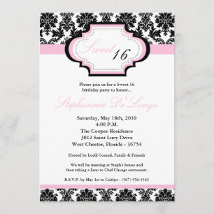 bonbon rose-clair à la damassé 5x7 invitation de