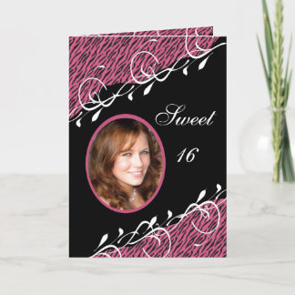 Bonbon rose et noir à zèbre carte photo de 16