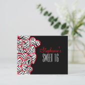 Bonbon rouge doux à coeurs de zèbre carte postale (Debout devant)