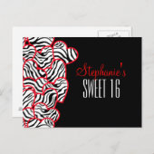 Bonbon rouge doux à coeurs de zèbre carte postale (Devant / Derrière)