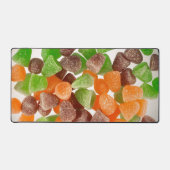 Bonbons de gomme rouge vert orange saupoudrés de s (Recto)