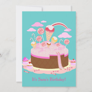 Bonbons et gâteau au chocolat invitation à la fête