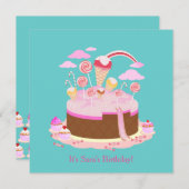 Bonbons et gâteau au chocolat invitation à la fête (Devant / Derrière)