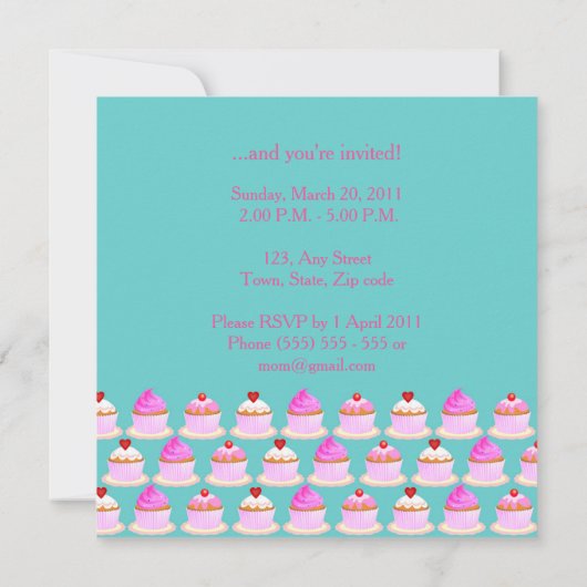 Bonbons et gâteau au chocolat invitation à la fête (Dos)