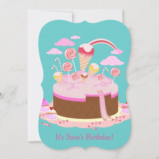 Bonbons et gâteau au chocolat invitation à la fête (Devant)