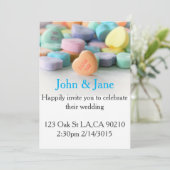 bonbons pastel coeur invitations de mariage (Debout devant)