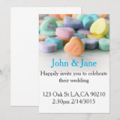 bonbons pastel coeur invitations de mariage (Devant / Derrière)