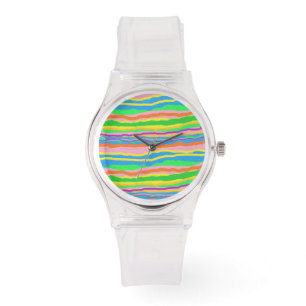 Bonbons rainbow design sur une montre couleur rose