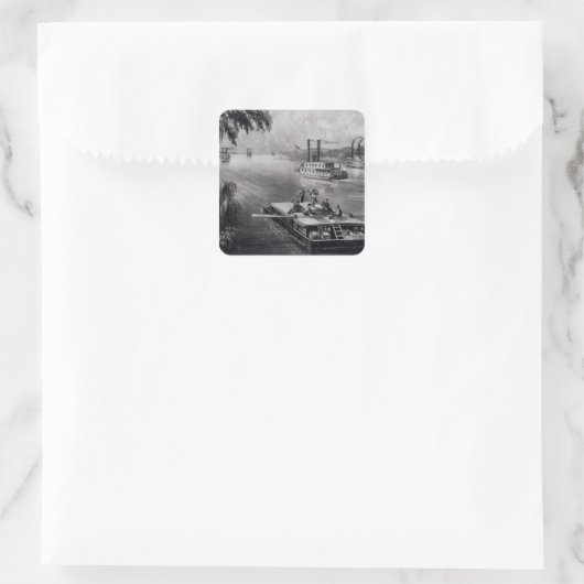 Bond door de rivier vierkante sticker (Tas)