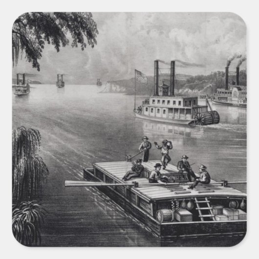 Bond door de rivier vierkante sticker (Voorkant)