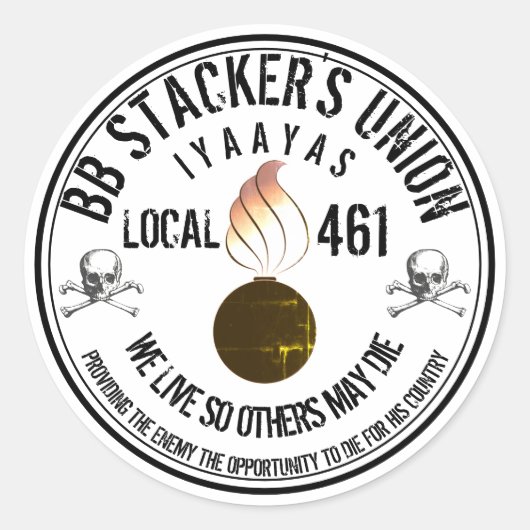 bond van zwarte stapelaars ronde sticker (Voorkant)