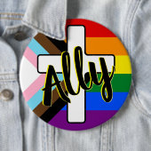 Bondgenoot en kruis met Progress Pride Flag Button (In situ)