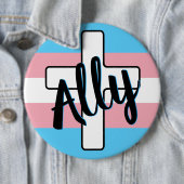 Bondgenoot en kruis met Trans Pride Flag Button (In situ)