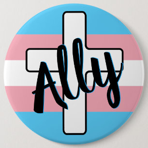 Bondgenoot en kruis met Trans Pride Flag Button