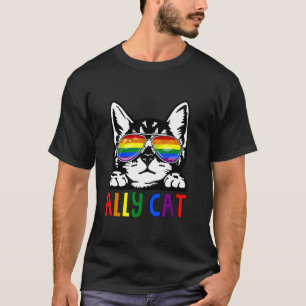 Bondgenoot Kat LGBT Pride Maand Regenboorderbril T-shirt