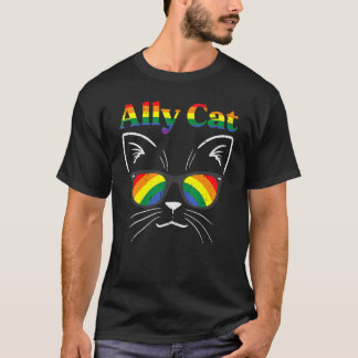 Bondgenoot Kat Zonnebril Gay Regenboog Trots Lgbt  T-shirt