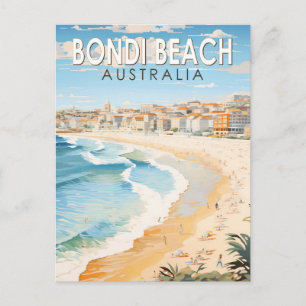 Bondi Beach Australia Travel Art Vintage Briefkaart