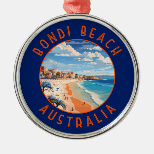 Bondi Beach Australia Travel Art Vintage Metalen Ornament