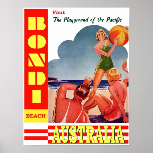  Bondi Beach Australia Travel Poster (Voorkant)