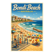 Bondi Beach Australië - Oude Reisposter