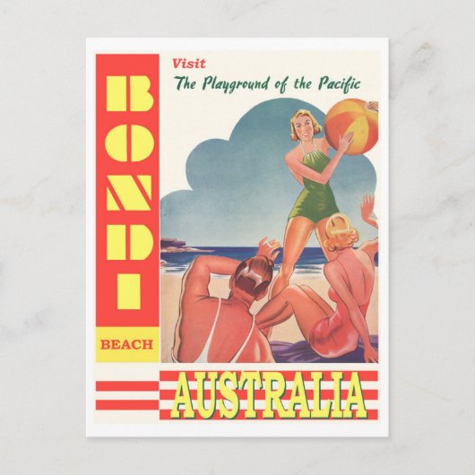 Bondi Beach, Australië, Retro Vacation Briefkaart (Voorkant)