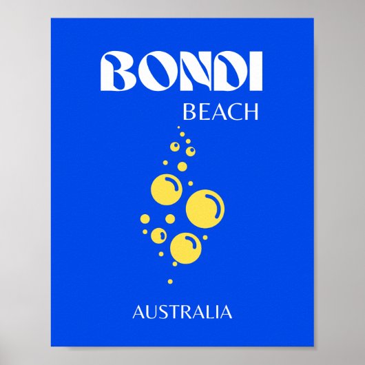 Bondi Beach, Bondi Beach Travel Art, Blue Poster (Voorkant)