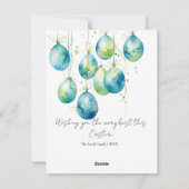 Bondi Blue en lente paaseieren op gouden string Feestdagenkaart (Achterkant)