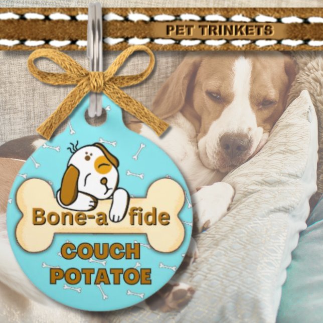Bone-a-fide Couch Potato Dog Huisdierpenning (Creator heeft geüpload)