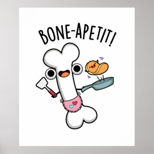 Bone Apetit Grappige Kookwoordspeling Poster