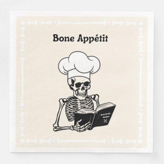 Bone Appétit Halloween Skelet Diner servetten (Voorkant)