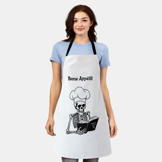 Bone Appétit Halloween Skeleton Chef Schort (Gedragen)