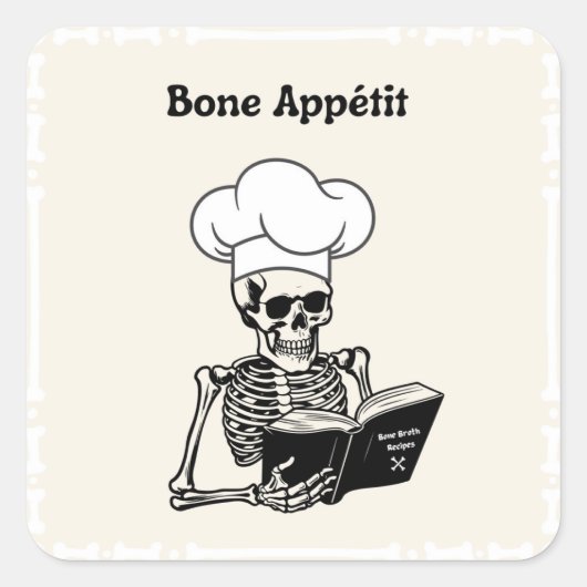 Bone Appétit Halloween Stickers Chef Squelette (Devant)