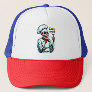 Bone Appetit Halloween T-shirt – Skeleton Chef Trucker Pet